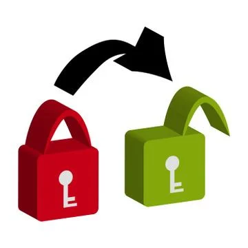 3D lock on white background Illustrazione stock