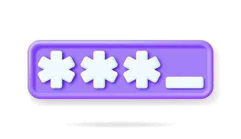 3D Locked Password Field Isolated On White Illustrazione stock