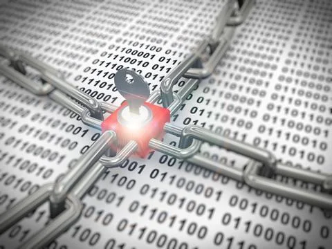 3d locked secured binary data イラスト素材