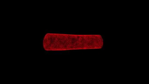 3D log on black background. Object dissolved red flickering particles. Busi.. Illustrazione stock