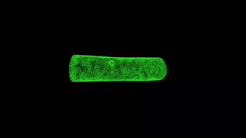 3D log on black background. Object dissolved green flickering particles. Bu.. 스톡 일러스트