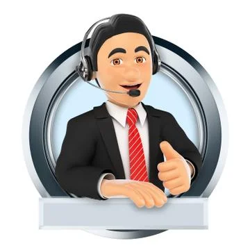 3D Logo. Call center. Custom service Stock Illustration