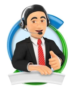 3D Logo. Call center. Custom service Stock Illustration