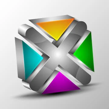 3d logo with colored section Stock Illustration