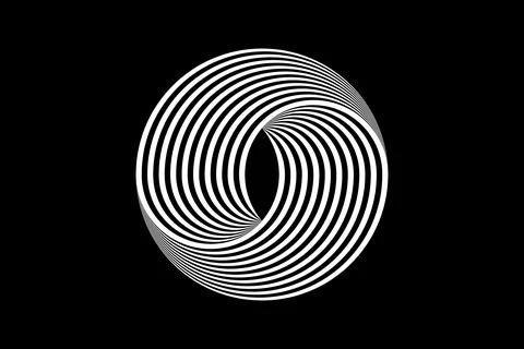 3D logo design abstract black and white circles, geometric pattern Stock Illustration