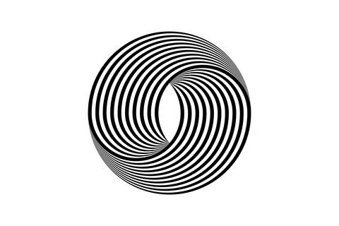 3D logo design black and white circles, geometric pattern op art Stock Illustration