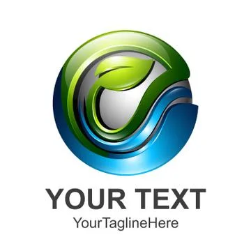 3D logo design E letter and leaf . Colorful 3D cycle logo vector template. Re Stock Illustration