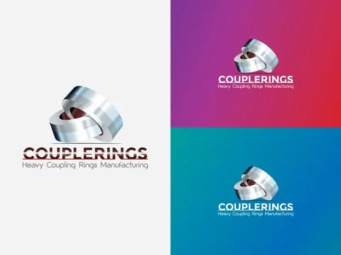 3d logo design with two thick polishes and shiny rings Stock Illustration