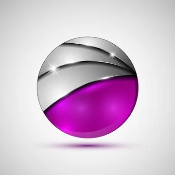 3D Logo design.Purple sphere with overlapping sections Stock Illustration
