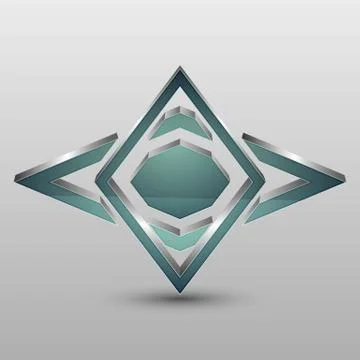 3D logo. Geometric rhombuses divided into sections. Turquoise color Stock Illustration