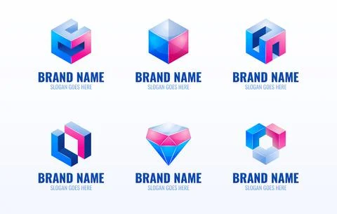 3D-logo-geometric-shape Stock Illustration