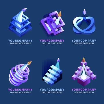 3d-logo-geometric-shape Stock Illustration