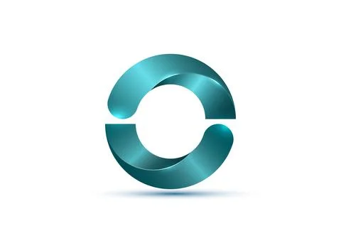 3D Logo, glossy Bio Design with light blue Semi Circles. Ecologic round, Illustrazione stock