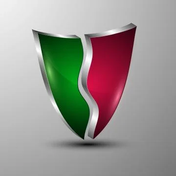 3d logo protection shield divided into colored sections Stock Illustration