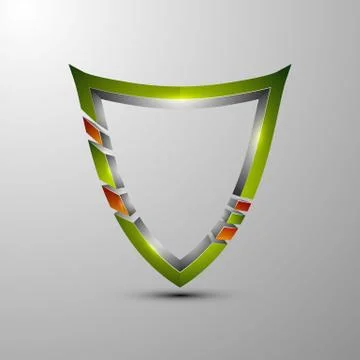 3d logo protection shield divided into colored sections Stock Illustration
