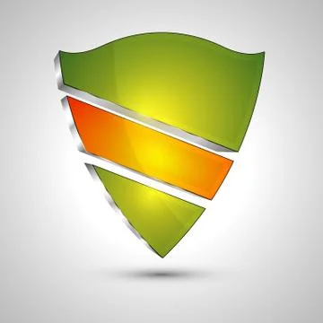 3d logo protection shield divided into colored sections.Concept design Stock Illustration