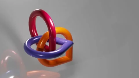 3D logo of three rings that move into each other Stock Footage 228917613