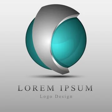 3d logo.Turquoise sphere with a metal section Stock Illustration