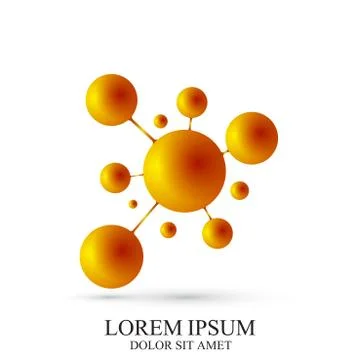 3D Logotype icon dna and molecule. Golden vector template Logo for medicine Stock Illustration