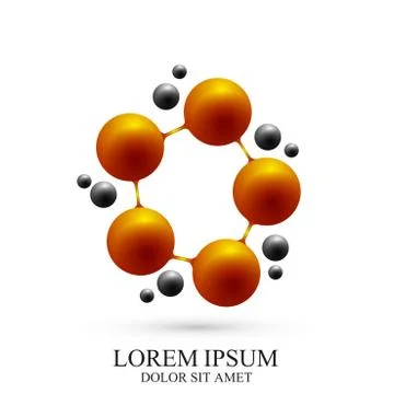 3D Logotype icon dna and molecule. Vector template Logo for medicine, science Stock Illustration