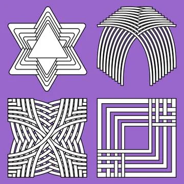 3d logotype with spatial effect, set of elegant simple geometric shapes, four Stock Illustration