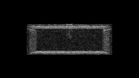 3D long box on black bg. Object dissolved white flickering particles. Busin.. Ilustração Stock