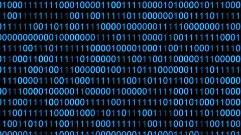 3D LOOP 0 AND 1 MOVING BG ANIMATION FOR CYBERSECURITY, COMPUTER SCIENCE AND.. Stock Illustration