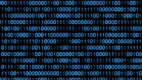 3D LOOP 0 AND 1 MOVING BG ANIMATION FOR CYBERSECURITY, COMPUTER SCIENCE AND.. Stock Illustration