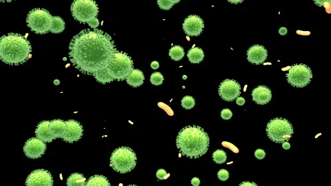 3D loop animation floating micro organism virus bacteria germ cell flu particles Vídeo Stock 317132583