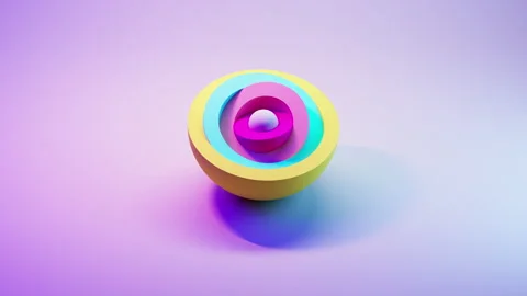 3D loop animation of hemispheres with matte color material and light effects Stock Footage 272469669
