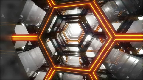 3D loop animation with Hex shape tunnel Stock Footage 231498998