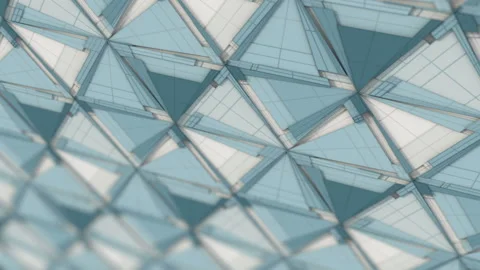 3d loop animation with mechanical movement triangular shapes. Depth of field Stock Footage 132884594