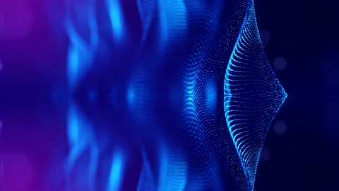 3d loop animation as science fiction background of glowing particles with depth Stock Footage 88435381