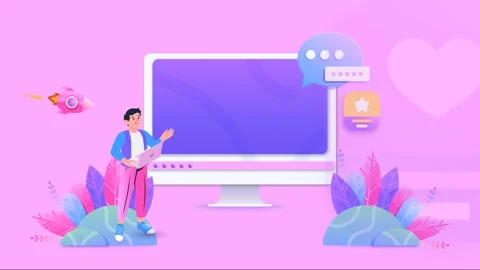 3d loop animation social network concept green screen monitor background Stock Footage 304205349