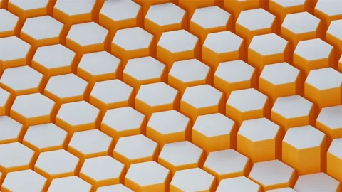 3d loop background animation of hexagon geometry elements isometric bouncing bg Stock Footage 225453864