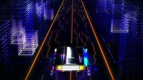 3D loop computer graphic animation of Futuristic Chrome Car in Digital world Stock Footage 204923162
