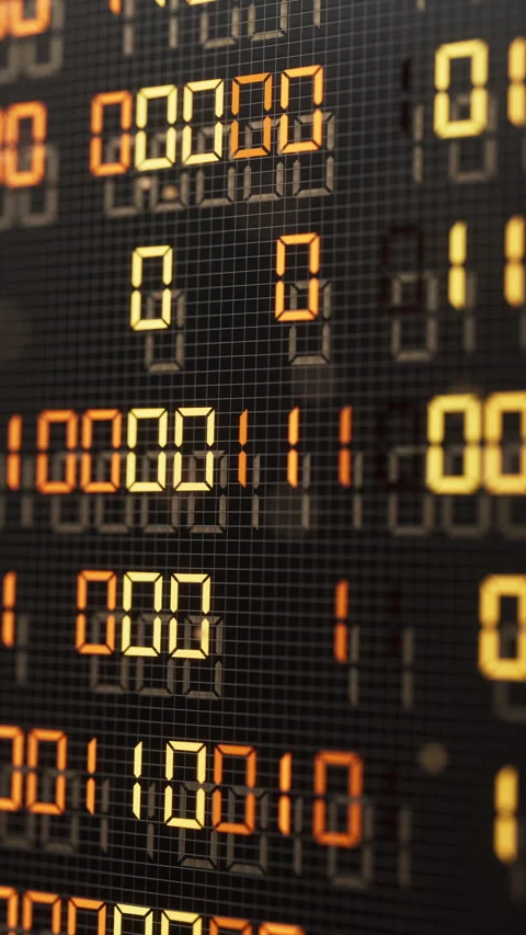 3D loop of glowing amber binary code in a black digital interface. Stock Footage 341886622