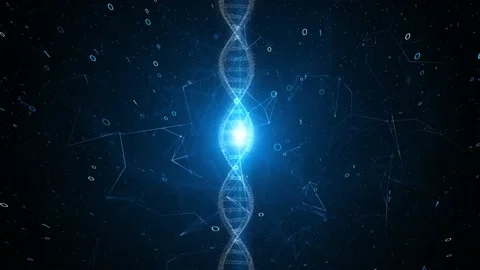 3d loop rotation dna chain with binary numbers 動画素材 229765169