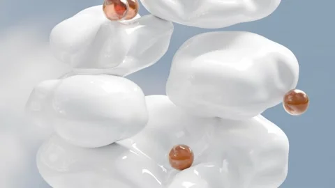 3D loop satisfying falling Balls on Clouds Stock Footage 300203178