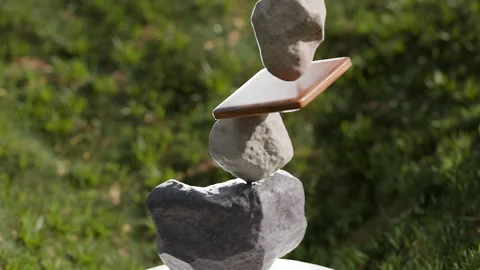 3D loop satisfying rocks balance Stock Footage 295952358