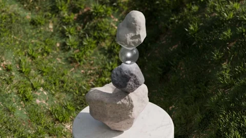3D loop satisfying rocks balance Stock Footage 295952916