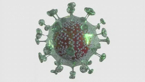 3d loop Transparent reflective Coronavirus Covid-19 viral cell infection caus Stock Footage 136347965