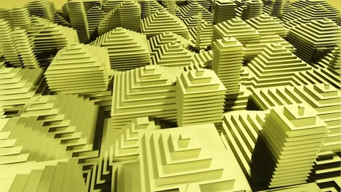 3D Loopable Abstract Animation with a Yellow Pyramid Structure Pattern Stock Footage 170825374