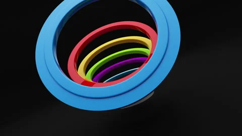 3D Loopable Colorful Circles Background On black Background Stock Footage 245308486