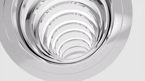 3D Loopable White Chrome Circles Background With Alpha Channel Stock Footage 245312294