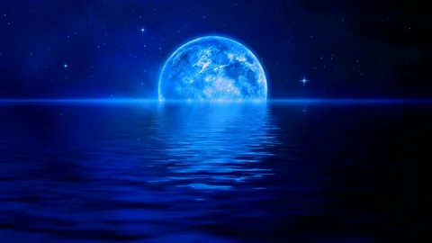3d loopeable animation background of moon and sea. Stock Footage 225069624