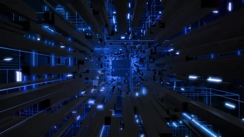 3d looped abstract background with data blocks. Information technology concept Stock Footage 315471583