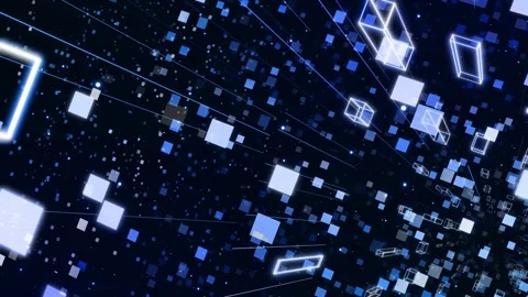 3d looped abstract background with data blocks. Information technology concept Stock Footage 348235282
