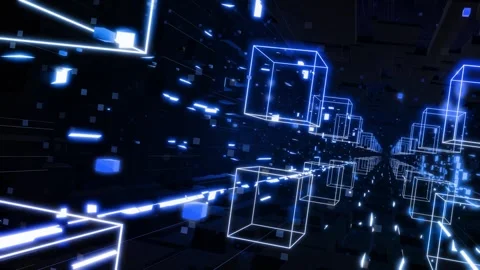 3d looped abstract background with data blocks. Information technology concept Stock Footage 348245772