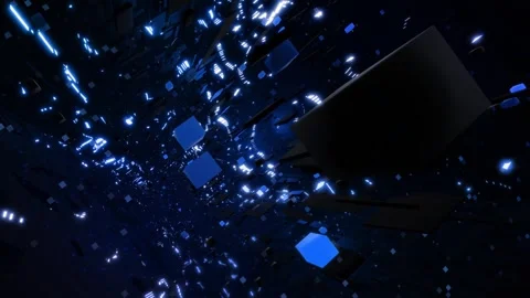 3d looped abstract background with data blocks. Information technology concept Stock Footage 348245878